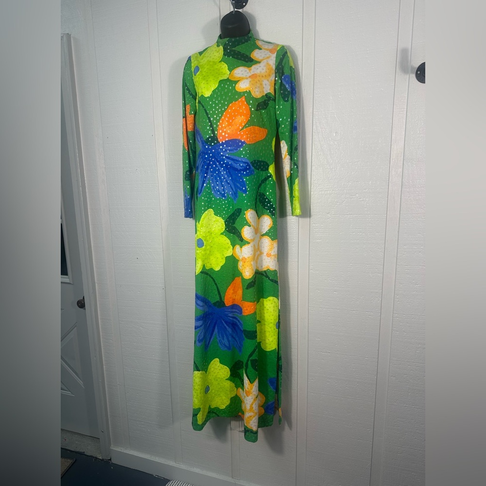 Anne Fogarty Rare Vintage 1960s/1970s Green Dress No SZ EUC